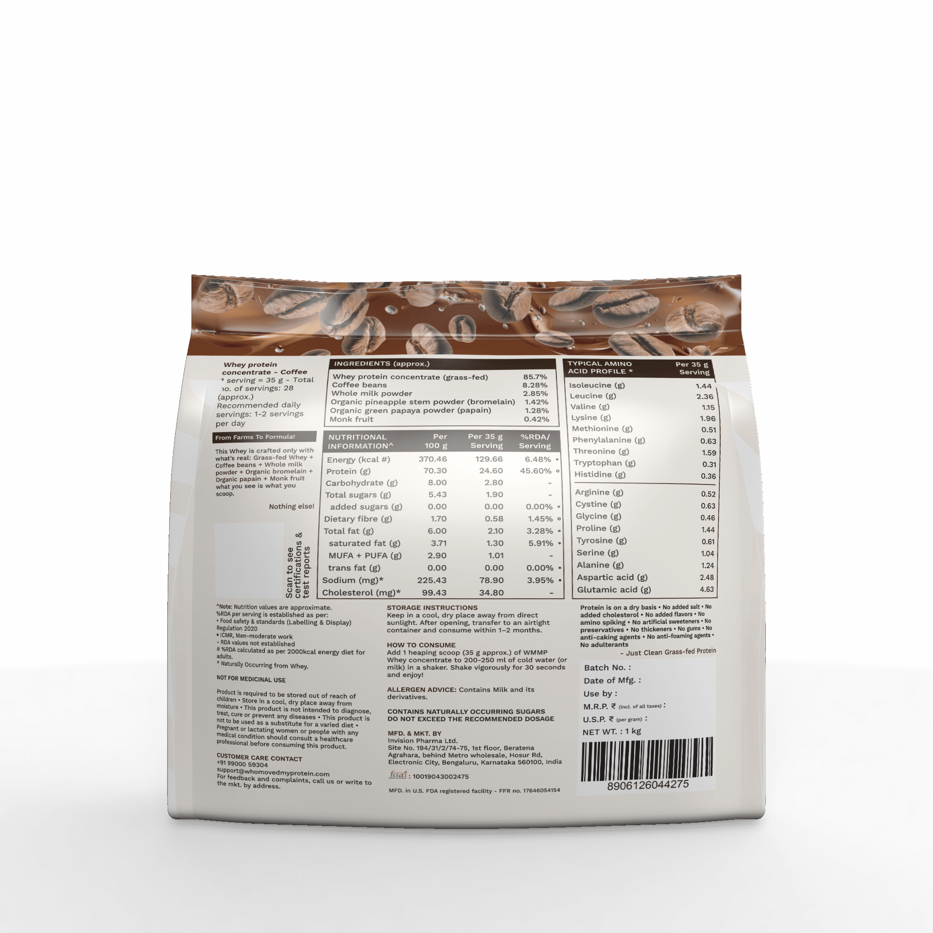 Grass Fed Whey Protein Concentrate - Coffee - Who Moved My Protein