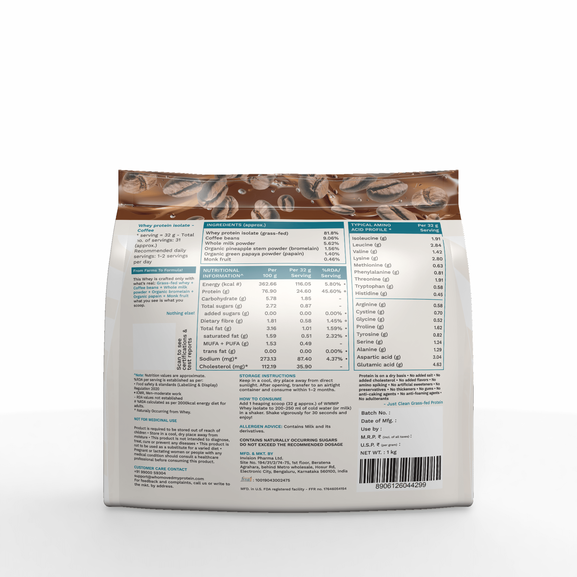 Grass Fed Whey Protein Isolate - Coffee - Who Moved My Protein