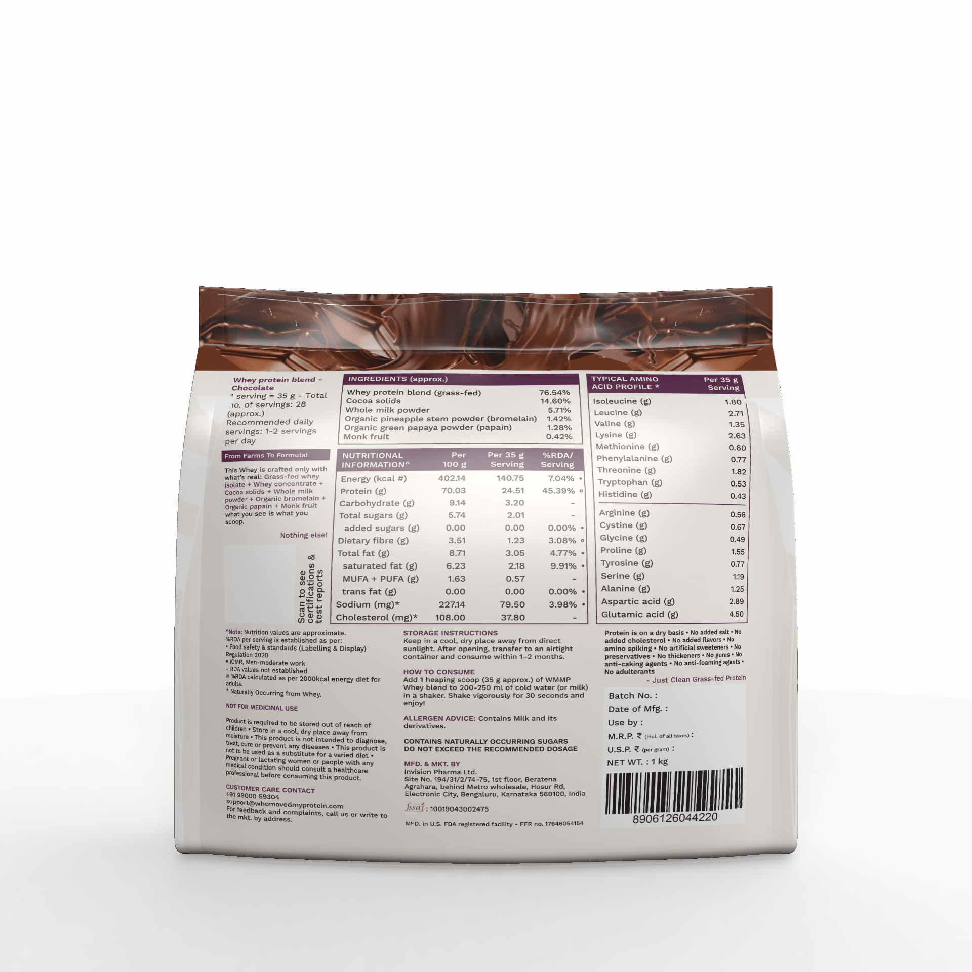 Grass Fed Whey Protein Blend - Chocolate - Who Moved My Protein