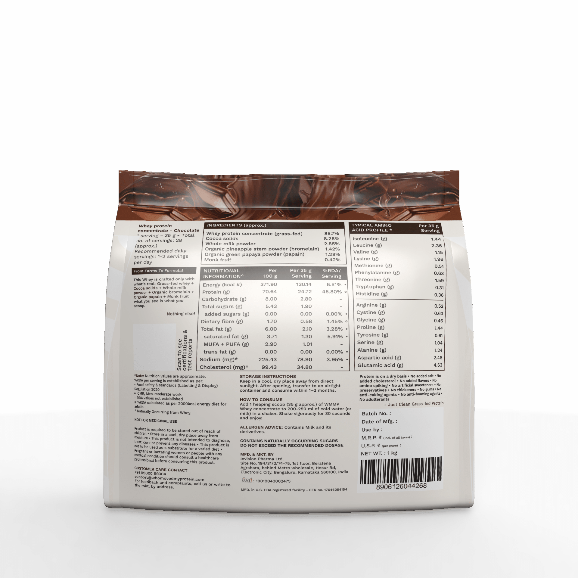 Grass Fed Whey Protein Concentrate - Chocolate - Who Moved My Protein