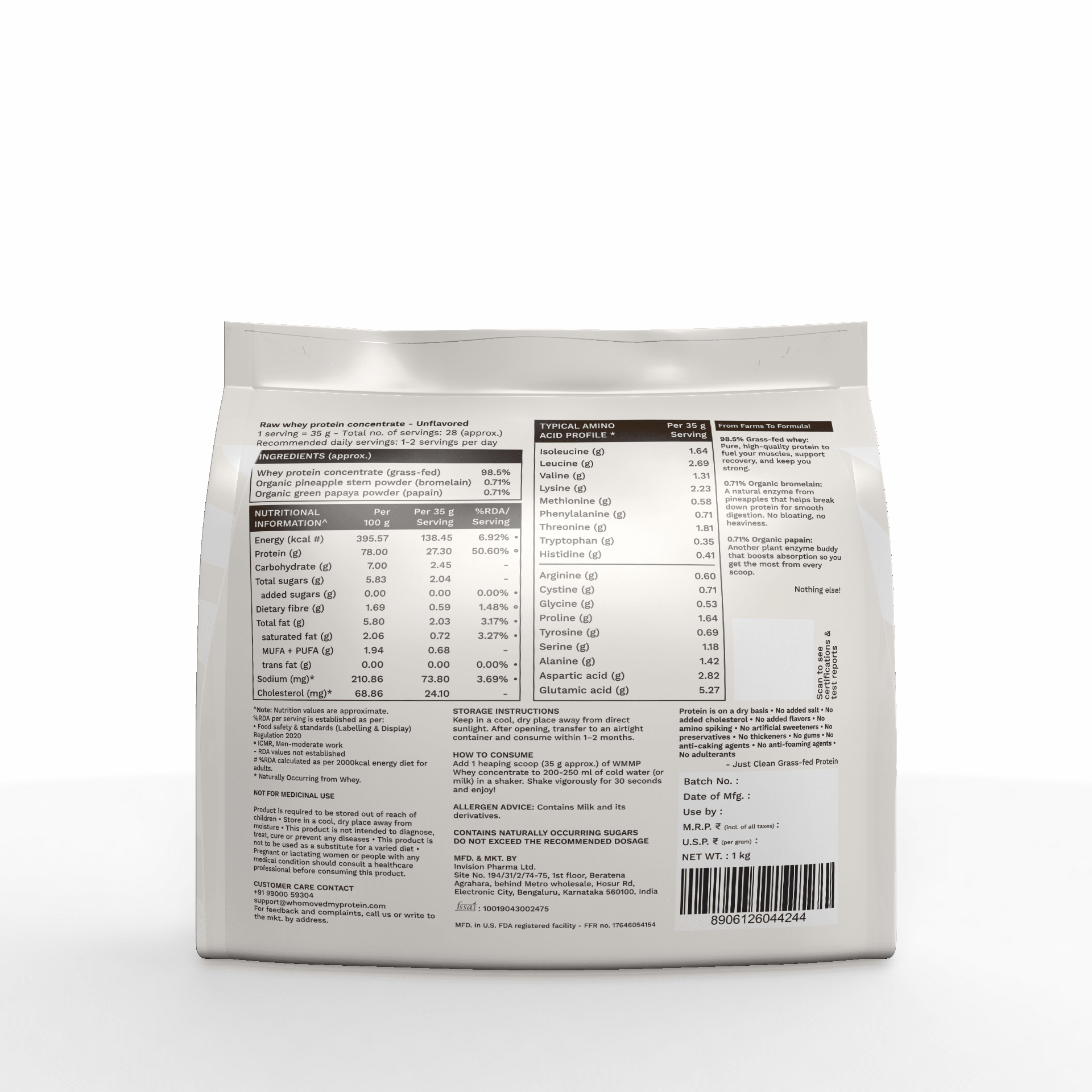 Grass Fed Whey Protein Concentrate Raw - Unflavored - Who Moved My Protein