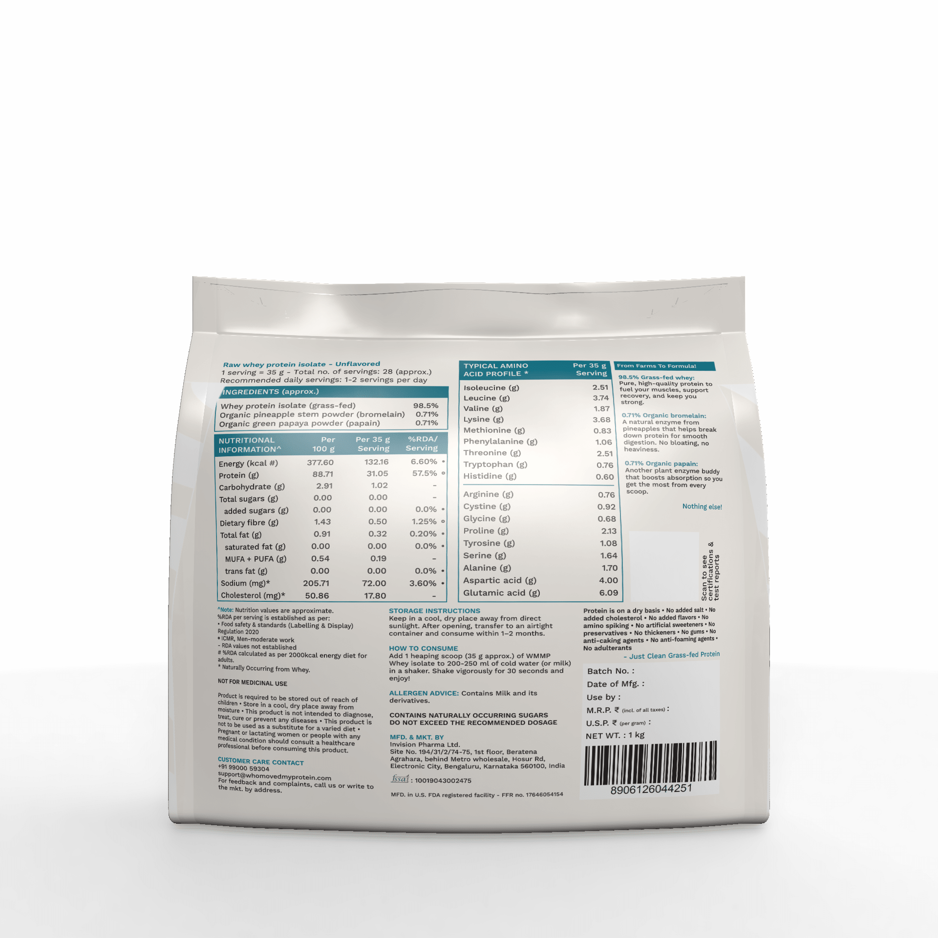 Grass Fed Whey Protein Isolate Raw - Unflavored - Who Moved My Protein